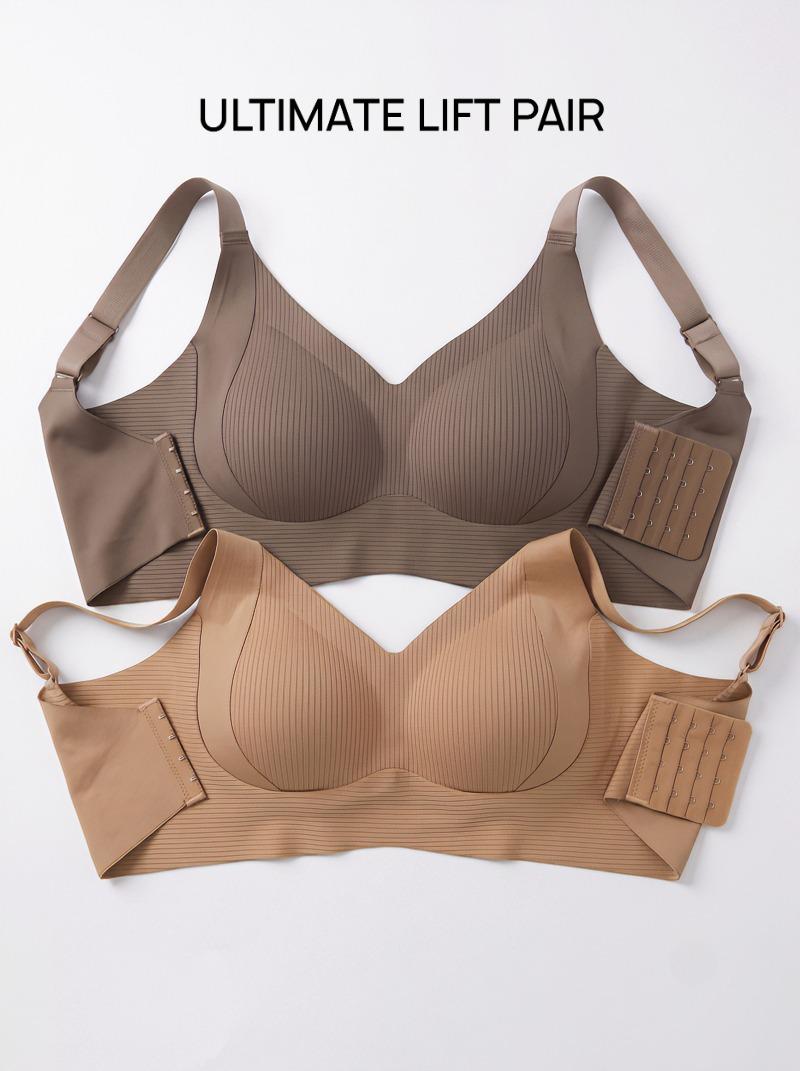 1/2/4PCS Seamless Wire-Free Push-Up Style Jelly Bra | Everyday T-Shirt Bralette & Soft Sleep Underwear for Women, High Stretch Adjustable Comfort Plus Size M-4XL