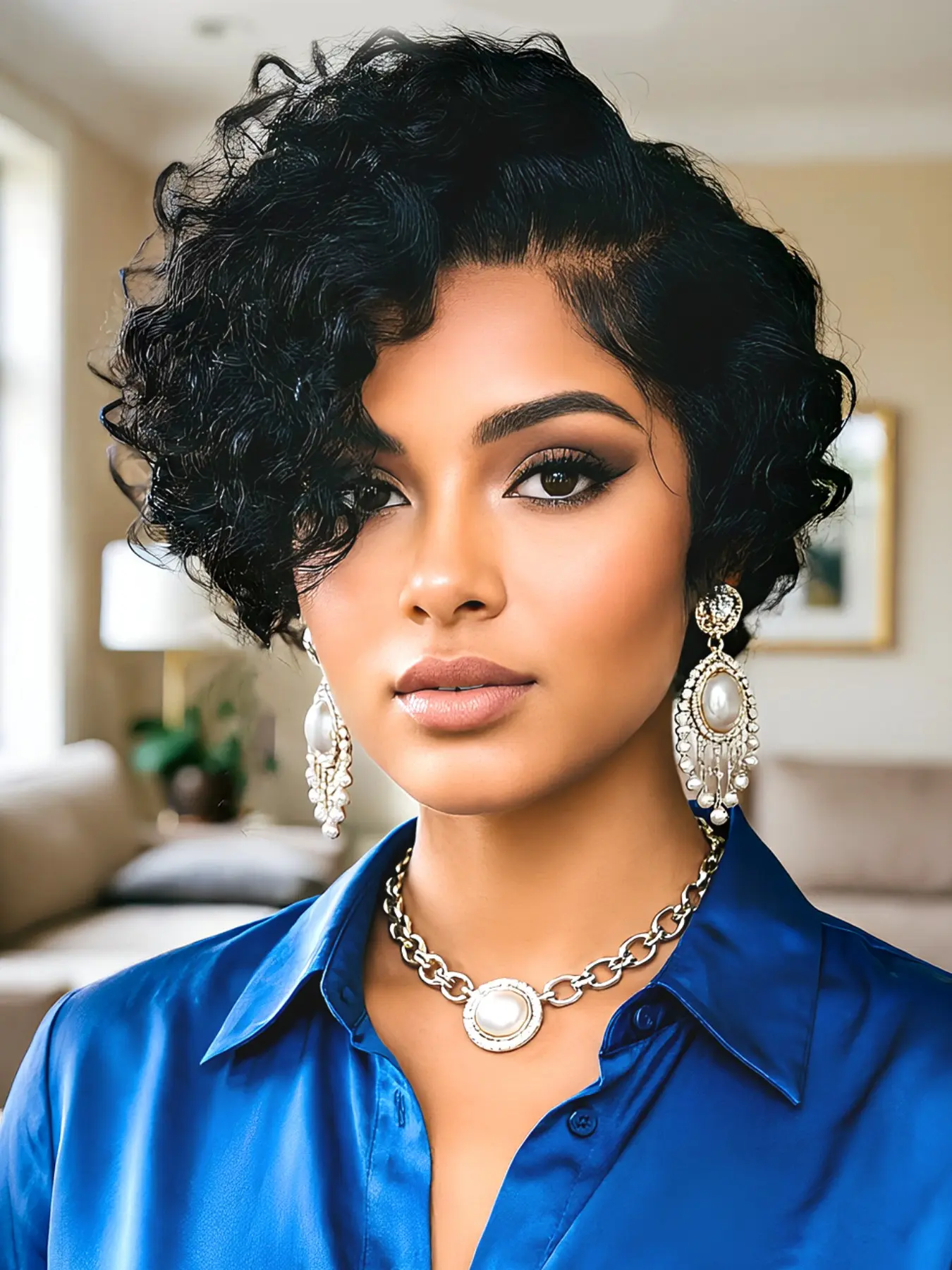 Pixie Cut Wigs Deep Wave Curly Wig, Real Human Hair Bob Wig 13x4x1 Lace Front, Natural Look, Perfect for Daily Wear, Deep Wavy Wigs