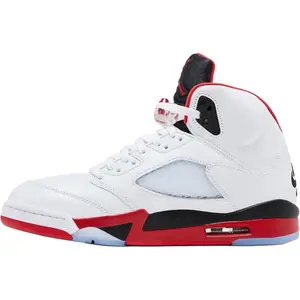 Nike Air Jordan 5 Retro TD 'Fire Red' 2025 Toddler Sneakers - Bold Red Upper White Midsole Black Outsole Premium Leather Air Sole Cushioning Classic High Top Silhouette