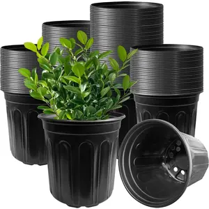60 Pack 1 Gallon Flexible   Pots,Black Plastic  Pots with Holes,Flower  Container,Seedling Pot for ,Cuttings,Transplanting, Garden