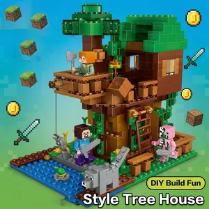 200+pcs Building Blocks Set, Building Kit, Bricks, Creative Thinking Toy, Unisex, Stress Relief, Tiered Tree House Construction, Christmas Gift