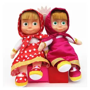 Children's Classic Cartoon Anime Plush Toy Masa Girl And Bear with Music Early Childhood Education Soft Toy