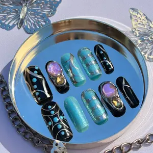Mia World< Oceanic Mystique >Handmade Press-On Nail Set Bb001 Nail Art Comfort Kit Gentle