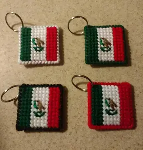 The Mexican Flag Keychains In Plastic Canvas