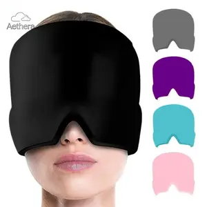 Aethera Migraine Relief Cap Gel Ice Head Wrap Hot Cold Therapy Headache Hat with Stretchable Eye Mask Reusable Cooling Compress for Tension Sinus Stress Puffy Eyes Flexible Wearable Ice Pack for Home Office Travel