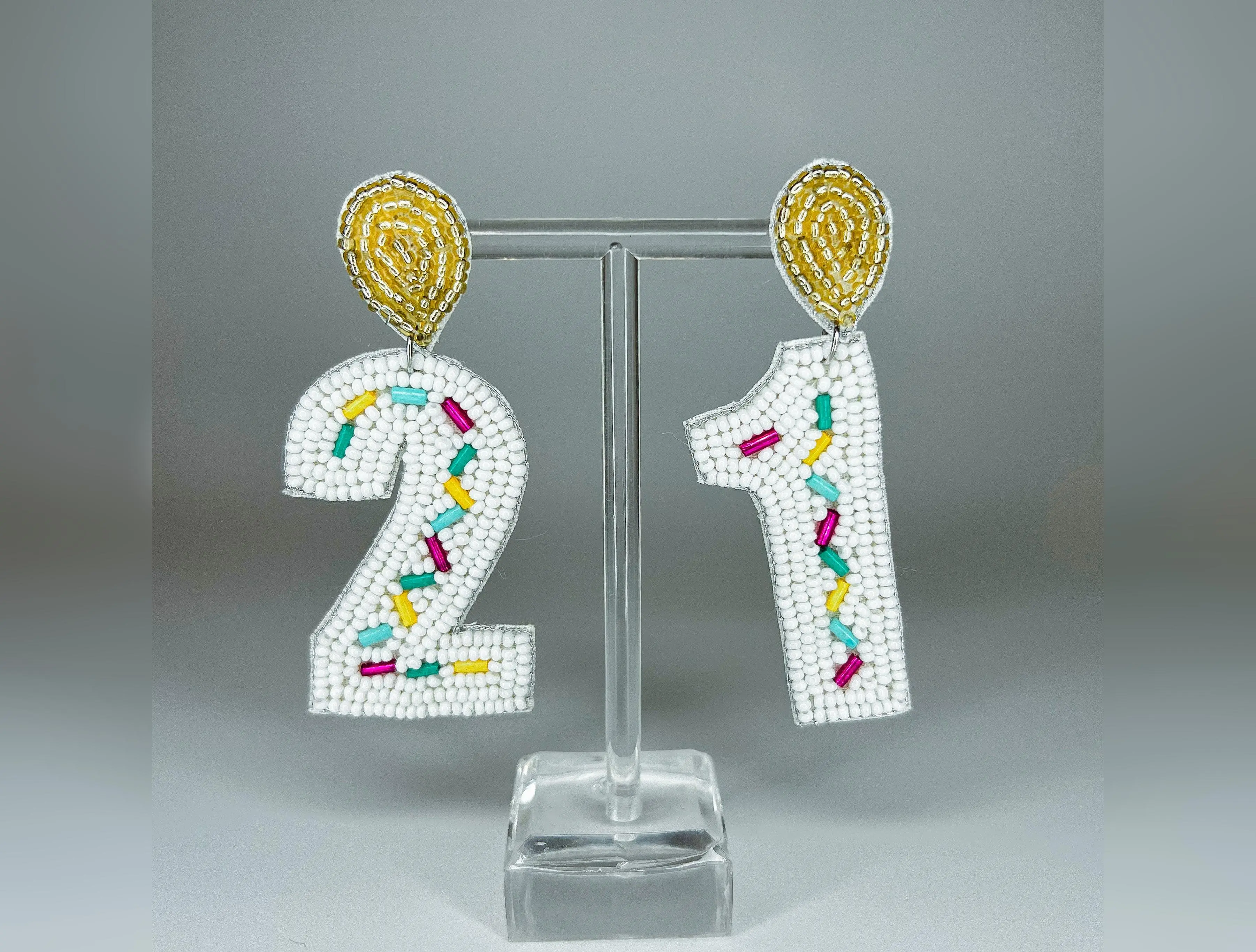 21 Birthday Beaded Earrings OMD