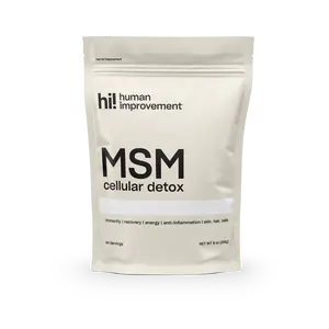 Hill Human Improvement MSM Cellular Detox - All Natural Supplement for Body Health, Energy, and Inflammation Support - Organic Sulfur, Gluten-Free, Dairy-Free, Vegan, 99.9% Pure, Made in The USA