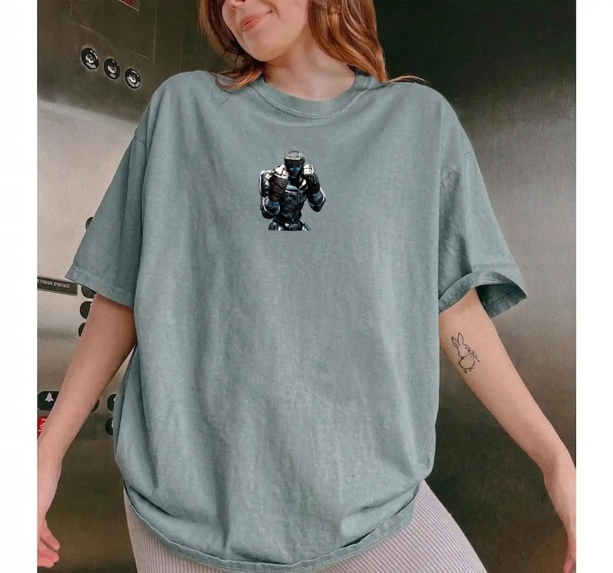 Real Steel Atom Robot Graphic Tee Oversized Mens T-Shirt Movie Fan Gift Retro Seamless Apparel