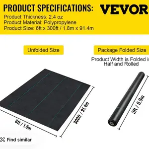 6.6x300ft Weed Barrier Fabric,3.2OZ Landscape Fabric,Heavy Duty Geotextile Fabric,Woven Ground Cover for Commercial Greenhouse,Yard,Garden Barrier Cloth Blocker