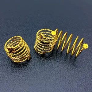 Dubai Spiral Flower Ring Brazilian Women 24K Gold Color Wedding Bride Arabic Ethiopian Big Nigerian Jewellery Moroccan Resizable