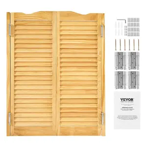 VEVOR Double Saloon Doors, 32Wx 36 H Arched Top Interior Swinging Cafe Doors, Premium Pine Wood, with Hinges Hardware Kit, Easy to Install, for Hallway Kitchen Bar Pub Entrance, White