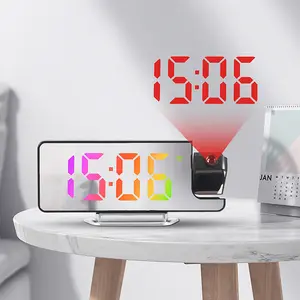 Multifunctional Projection Clock, Simple Style, Date Temperature Display, Rotatable Projection, Adjustable Brightness, 12/24 Hour Mode, Multifunctional Alarm Clock