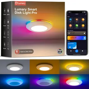 Lumary 5/6 Inch Smart Led Disk Light Pro,1/4Pack,2-Year Warranty, Color Changing WiFi Smart Recessed Lighting with RGBAI Ring, Flexible Install Flush Mount Ceiling Light, Compatible with Alexa/Google Assistant