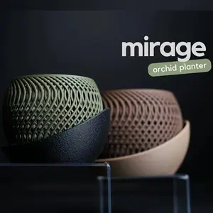 1pc Mirage Orchid Planter - Modern Minimalist Design with Air Circulation Tray, Woven Texture, Lightweight Plastic, Ideal for Indoor & Outdoor Home Decor, Home Decor Accent|Minimalist Planter|Woven Texture Pot|Round Planter