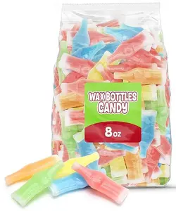 Wax Bottle Candy, 8 OZ Bag (½ LB), Retro Nostalgic Candies with Fruity Liquid Center, TikTok Trend Snack, Assorted Colors and Flavors, Heat Sealed for Freshness, Perfect for Parties and Gifts