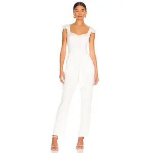 MORE TO COME Gloria Flutter Jumpsuit in White