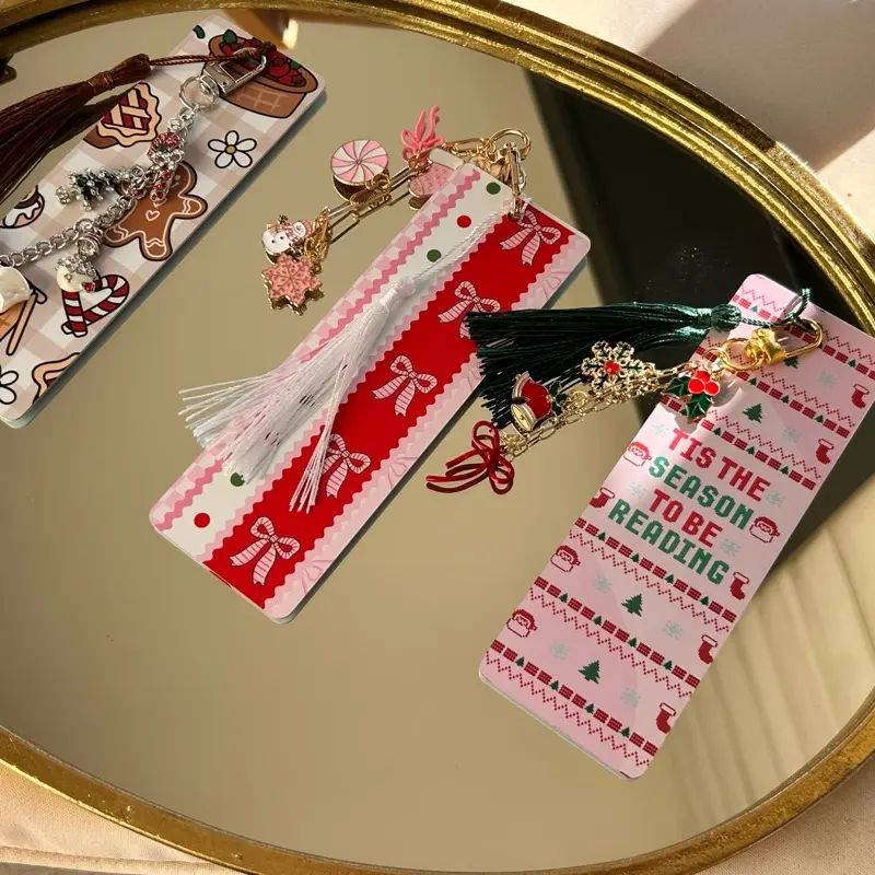 Gingerbread Cookie Bookmark Holiday Metal Bookmark with Charms Festive Design Perfect for Book Lovers