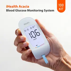 iHealth Acacia Blood Glucose Monitor Kit with 100 Glucometer Strips, 100 Lancets, 1 Blood Sugar Monitor, 1 Lancing Device & Travel Bag for Diabetes Testing