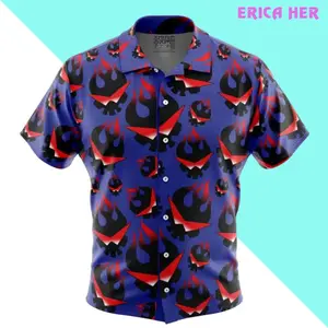 Kamina's Great Flaming Skull Tengen Toppa Gurren Lagann Button Up Hawaiian Shirt
