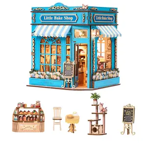 ETKVR ZW06 Little Bake Shop Book Nook Kit, DIY Miniature Dollhouse Kit for Adults and Teens, Booknook Tiny House Kit Bookshelf Decoration 3D Wooden Puzzle Bookend