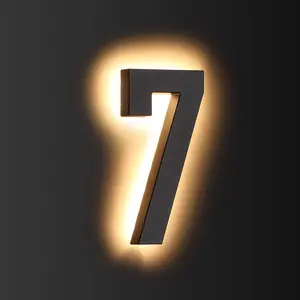 12V DC Low  Led House Numbers Address Numbers 8 Inches, Modern Lighted House Numbers glow at night,   Resistant, Easy to Install (number 7 No Powers)