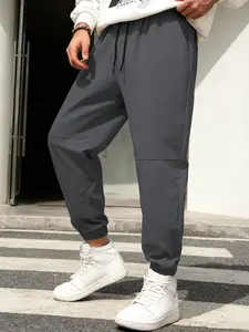 Men's Jogger Casual Pants, Elastic Drawstring Waist & Cuff Design, Fitted Sportswear, Gym Long Pants, College Style, All Seasons