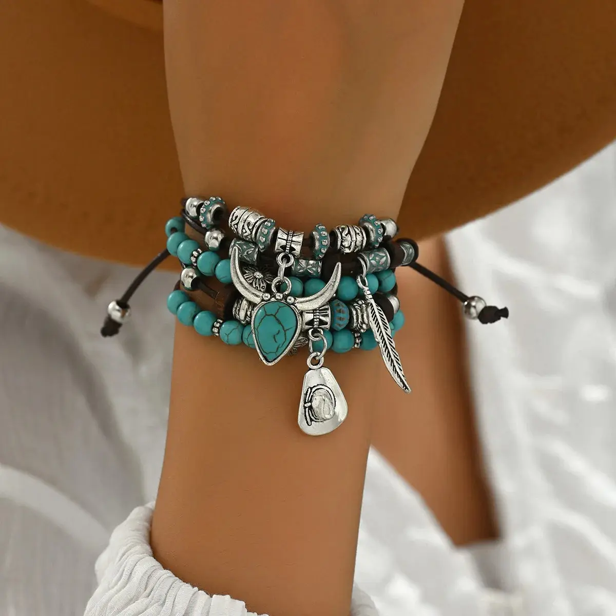 Beaded/ Leather & Chain Western Charm Bracelets (11 Styles)