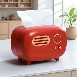 Retro Radio Style Metal Tissue Box Creative Home Decor Gift for Desk Kitchen Bathroom Storage