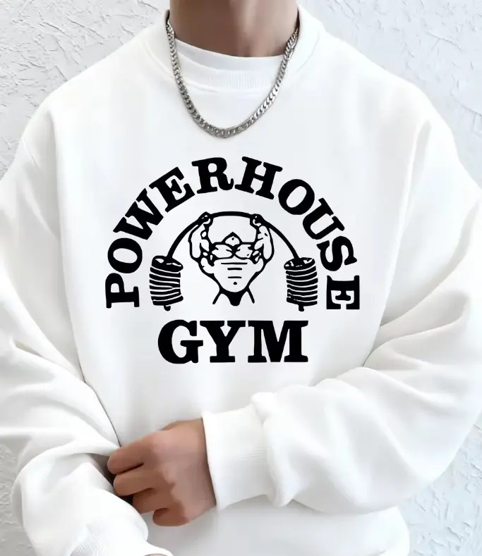 Gym Letter Printing Men Sweatshirts Winter Fleece Warm Hoodie Korean Loose Crewneck Pullovers Hip Hop Male Clothes