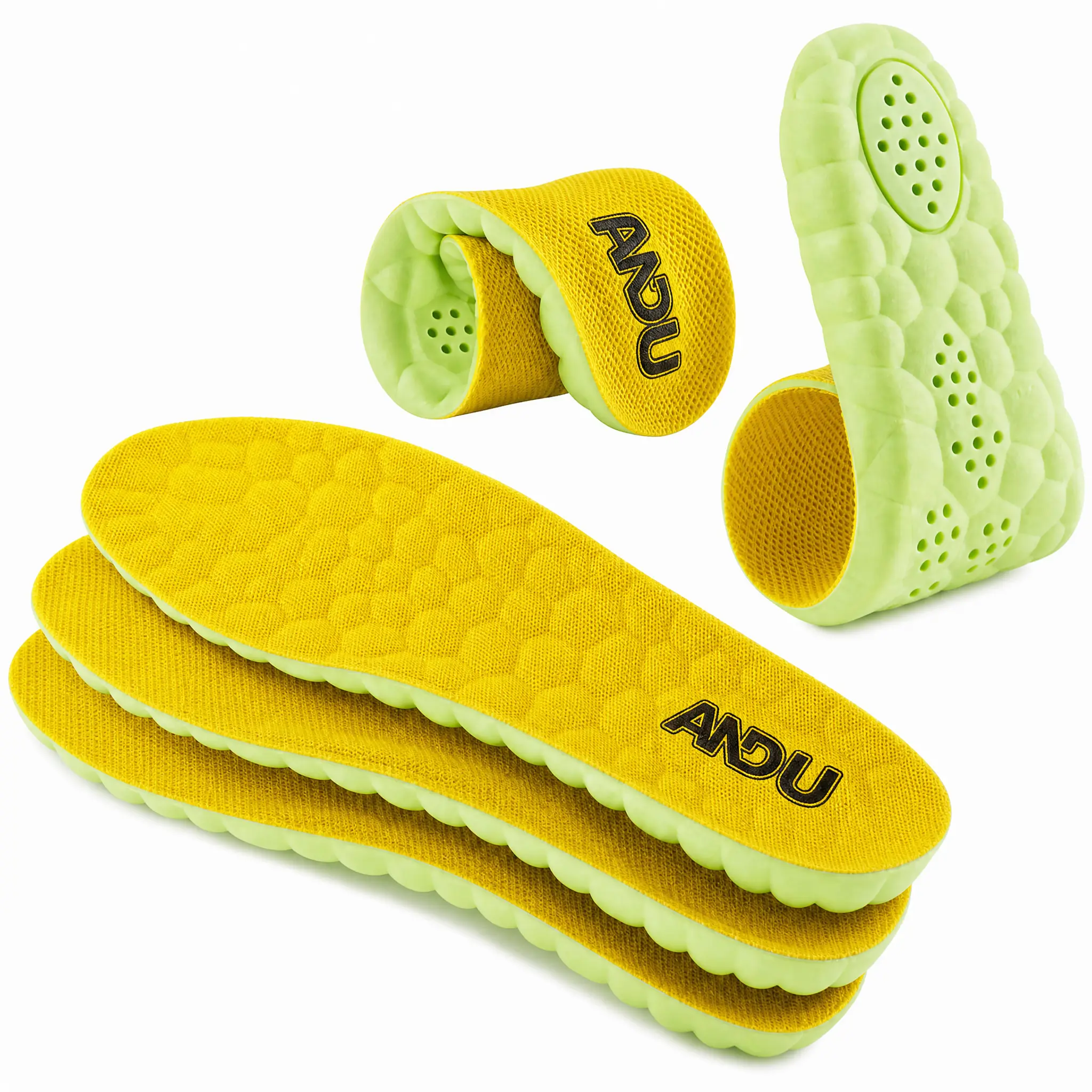 ANDU "12-Hour Shift Saver" Honeycomb Insoles - High Rebound PU Cushion for Standing All Day, Deep U-Heel Shock Absorbing Shoe Inserts for Work Boots, Trim-to-Fit