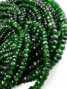 Natural Chrome Diopside 5-6.5mm Faceted Roundel Beads, AAA High Quality Rare beautiful Green Chrome diopside Beads. 6" ,12" strand