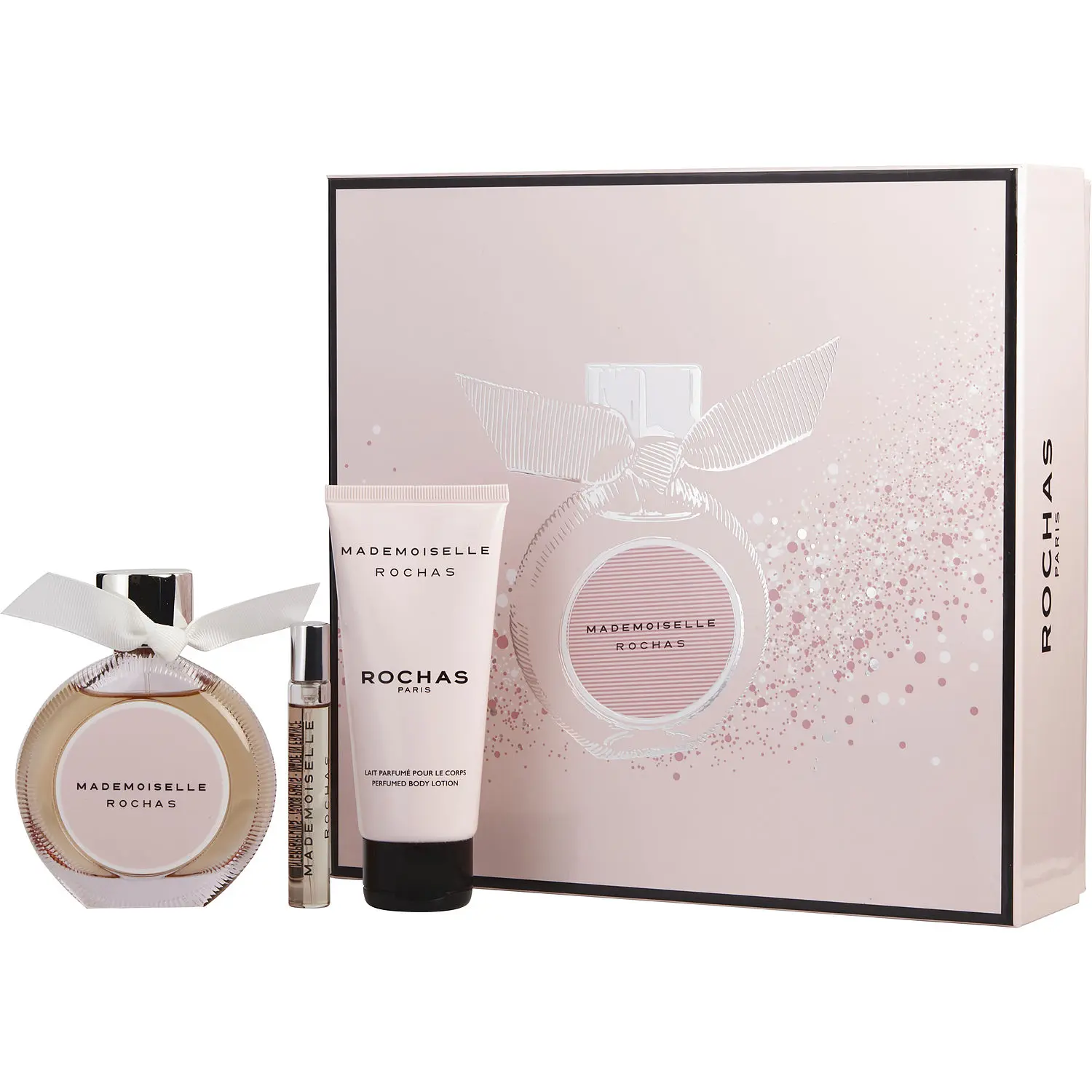 Mademoiselle Rochas Set-Eau De Parfum Spray 3 Oz & Body Lotion 3.4 Oz & Eau De Parfum Spray 0.25 Oz Mini For Women