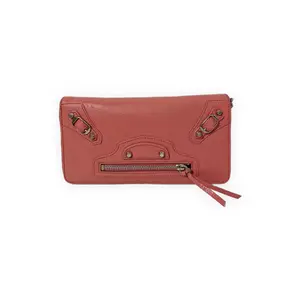 Pre-owned Balenciaga Grained calfskin leather Small Leather Goods Zipped Card Holder Pink Very Good S014260405263