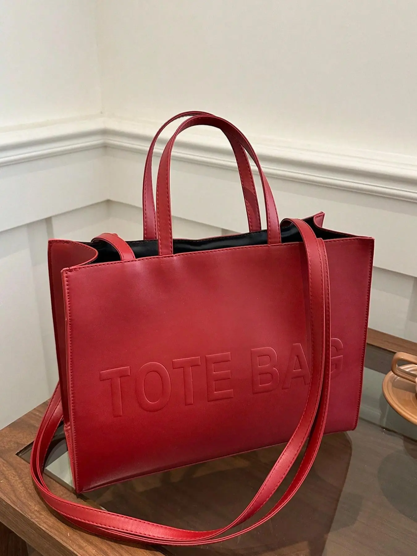 Women's Letter Pattern Tote Bag, Fashionable Large Capacity Shoulder Bag for Daily Commute, Casual Trendy Versatile High-quality Daily Commuting Bag