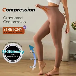 Women's 15-20mmHg Medical Quality Nylon Elastic Footless Compression Pantyhose, Lady's Comfortable Lightweight Clothes, Basic Slip-Resistant Leg Support Tights, Casual Shapewear (Multiple Colors) with Gradient Fit