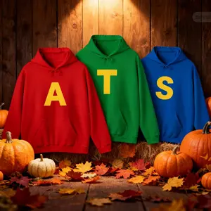 Alvin and the Chipmunks Halloween Hoodies | Group Costume Tops | A T S Letters | Family Matching Outfits | Cozy Unisex Gildan Hoodie