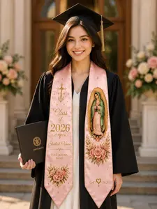 Custom Pink Graduation Stole 2026 Personalized Floral Printed Sash Blessed Graduation Sash Senior Ceremony Gift