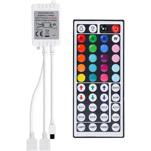 2-Port 44   IR Remote Controller for SMD 5050 3528 RGB LED Strip Lights, Dual 4-pin Output Remote Controller Dimmer for 2 count RGB LED Strips DC12-24V
