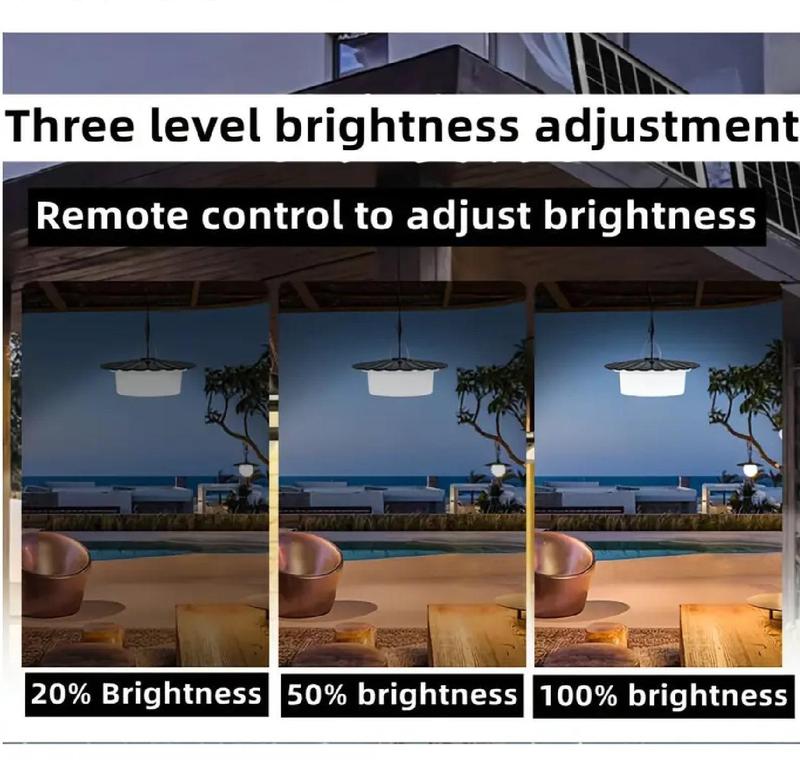 Solar Lights Indoor Outdoor 1000LM Solar Shed Light, IP65 Waterproof Pendant Lights Motion Sensor, Remote for Barn Patio Chicken Coop Gazebo Garage Security Lighting