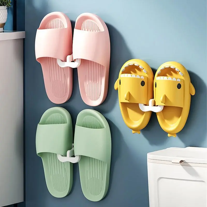 3pcs Wall Mounted Slipper Rack - No Punching Needed - Keep Your Bathroom Neat And Organized