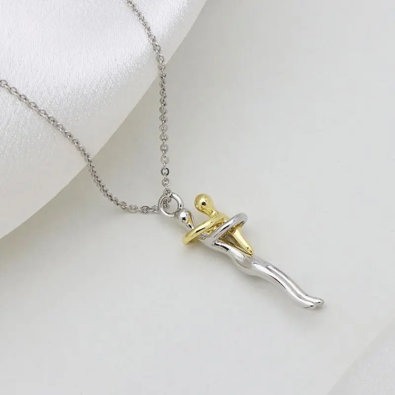 Hug Enbrace Pendant Necklace Silver Gold Two-tone Mom & Child Pendant Family Gift Mom Jewelry Necklace Jewelry Parties & Birthdays