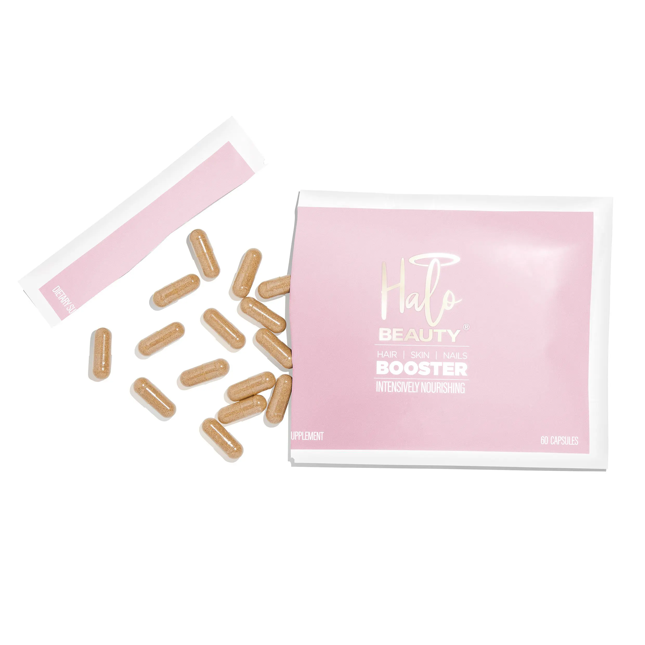 Halo Beauty Hair Skin & Nails Booster Refill 30 Capsules Antioxidant Supplement Collagen Boosting Formula for Women's Health & Beauty US Made Vegan Formula with Vitamin C & D3