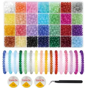268 Multicolor Glass Beads for Jewelry Making, DIY Bracelet and Necklace Kit, Transparent Bead Accessories Set for Crafts