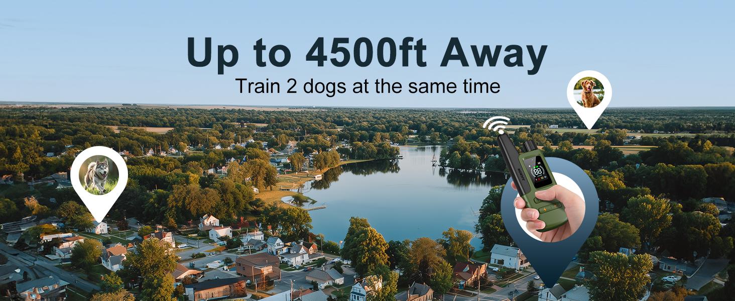 Jugbow Dog Training Collar - 4500FT with Remote, 4 Training Modes, Security Lock, IPX8 Waterproof, Rechargeable e-Collar for All Breeds DT61 Outdoor