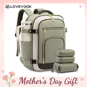 LOVEVOOK Travel Backpack For Women, 40L &50L Carry On Backpack Flight Approved, TSA Personal Item Travel Bag Fits 17 Inch Laptop, Business Weekender Overnight Waterproof Daypack With 2 Cubes