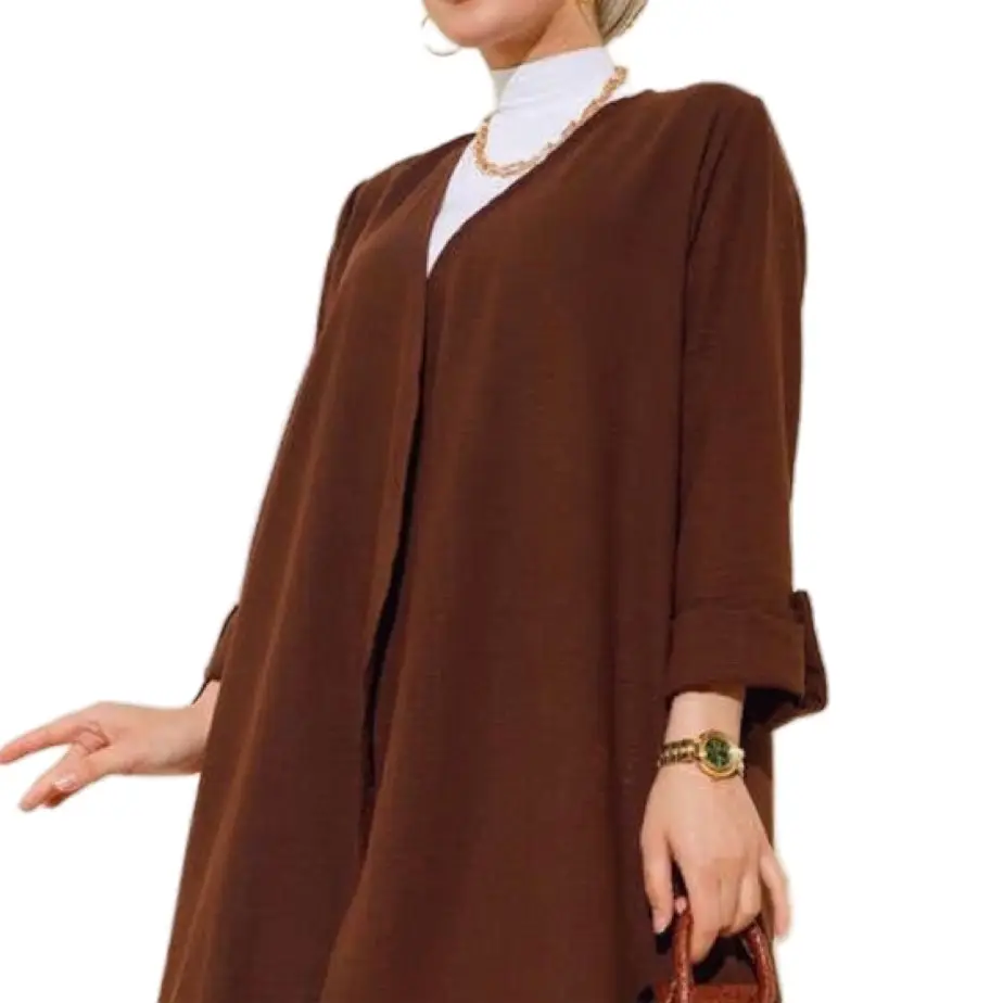 Long Brown Abaya with Pants - Comfortable Fit, Versatile Design, Ideal for Various Occasions