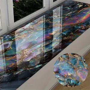 1 piece, 2D flat, blue crystal texture waterproof and oil-proof desktop sticker, self-adhesive wallpaper and desktop decoration, removable desktop decoration, DIY decorative sticker, suitable for wall office kitchen bathroom cabinet desk home decoration.