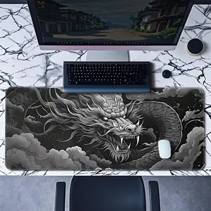 Dragon Pattern Mouse Pad Clouds Scales Gaming Mouse Pad Gray Cartoon Small Round Mouse Pads Stitched Edges NonSlip Rubber Large Mouse Pad For Office & Home Ideal Gift For Friend And Family