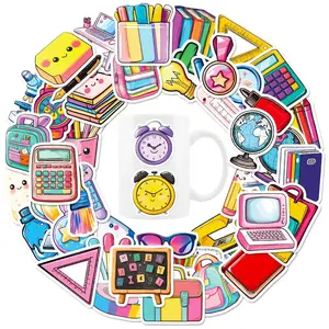 50 Creative Colorful Stationery Series Stickers for Decorative Notebooks, Water Bottles, Phone Cases, Albums, Various Scenarios