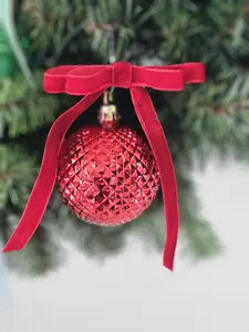 Velvet Bow Christmas Tree Ornament Set of 10 Long Tail Bow for Holiday Decor & Flower Accents Coquette Hair Velvet Bow Unique Charm